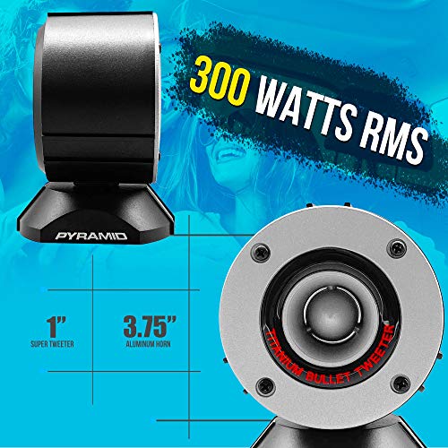 Pyramid 300 Watt Marine Tweeter Speaker - 3.75” Aluminum Bullet Horn w/ 1” Titanium Dome Tweeter, 2k-25kHz Frequency Response, 4 Ohm Impedance, Heavy Duty 20 Oz. Magnet Structure -TW28 (Pair) - Image 3
