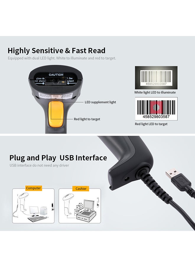 Loquat - USB Versatile Code Scanning Qr Code 1Du00262D Code Reader Black - Image 1