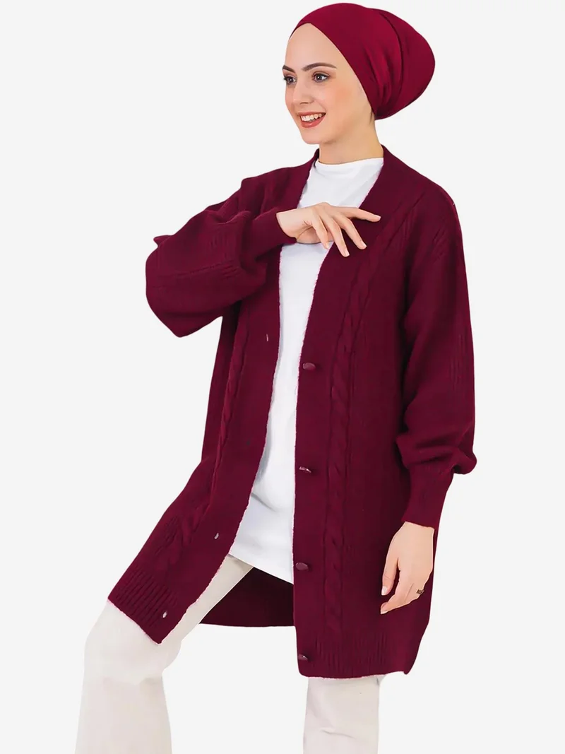 BDART Buttoned V-Neck Jacquard Cardigan