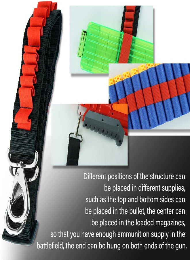 WALWAL Elite Tactical Toy Bullet Bandolier，Adjustable High Capacity Dart Carrier Compatible for Nerf Elite Blasters - Foam Ammunition Game Accessory with Elastic Rope (Bandolier Only,Red) - Image 4