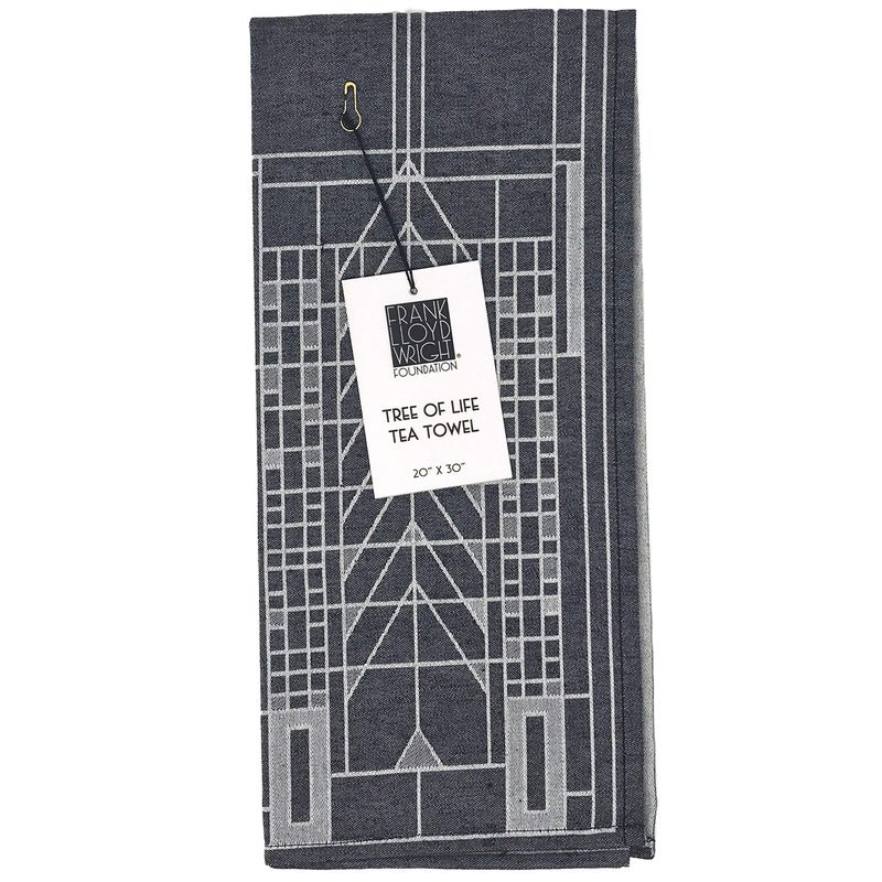 KAF Home Frank Lloyd Wright Woven Jacquard Tea Towel Made in Portugal 20 x 30inch 100Percent Cotton Tree of Life