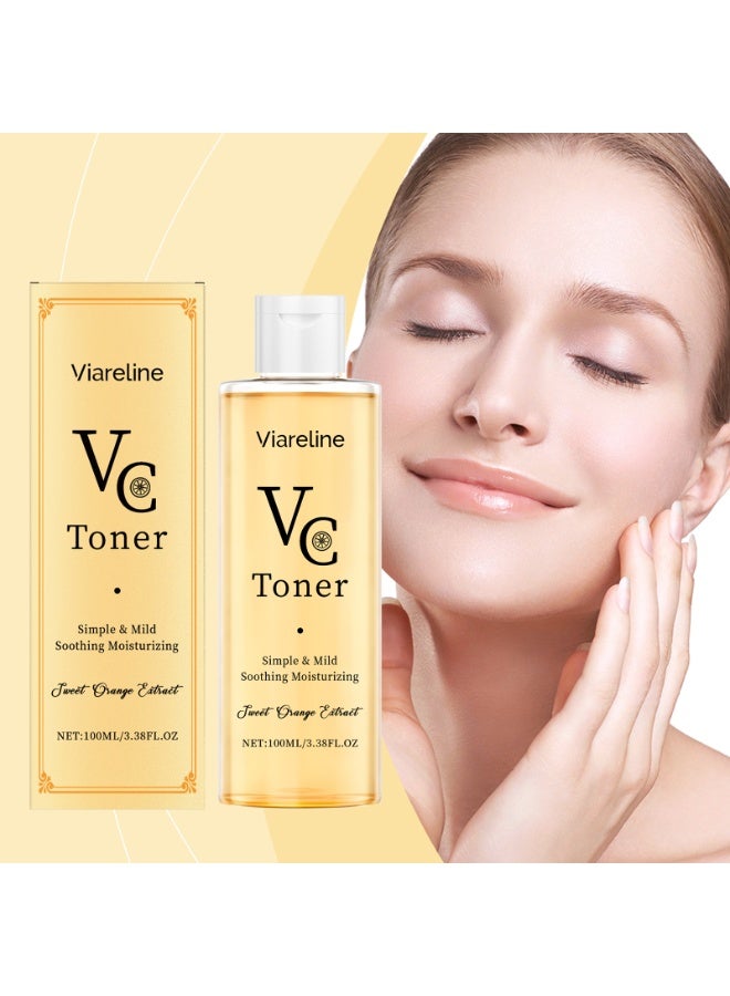 Viareline Vitamin C VC Toner, Simple & Mild Facial Toner with Sweet Orange Extract for Moisturizing, Soothing Irritated Skin & Enhancing Natural Glow, Suitable for Men & Women, 100ml - Image 3