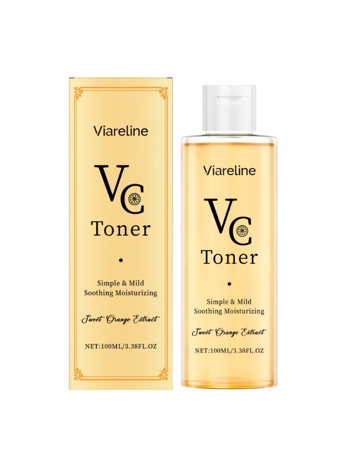 Viareline Vitamin C VC Toner, Simple & Mild Facial Toner with Sweet Orange Extract for Moisturizing, Soothing Irritated Skin & Enhancing Natural Glow, Suitable for Men & Women, 100ml - Image 1