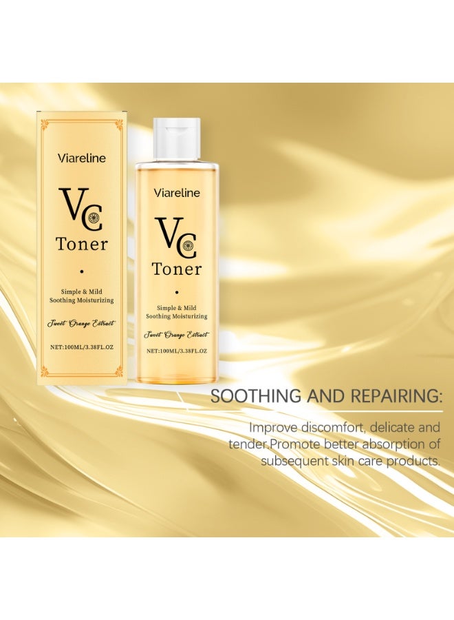 Viareline Vitamin C VC Toner, Simple & Mild Facial Toner with Sweet Orange Extract for Moisturizing, Soothing Irritated Skin & Enhancing Natural Glow, Suitable for Men & Women, 100ml - Image 2