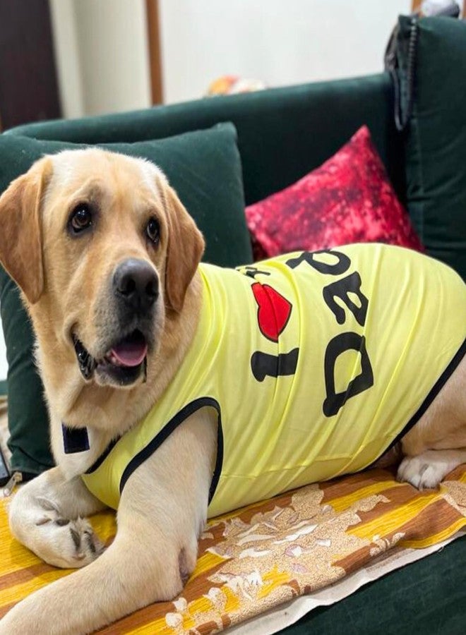 Lulala Pet t-Shirt Printed Round Neck Sleeveless Dog Vest Tank T-Shirt/Tees Apparel/Clothes/Tees Gift for Small Medium and Large Dogs Cats Yellow (12 Inch) - Image 3