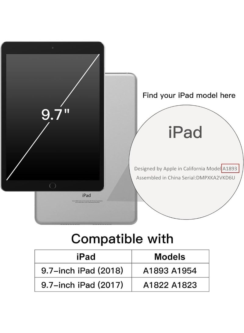 Case for iPad 9.7 inch (6th/5th generation, 2018/2017) with a pencil holder, slim transparent shockproof back cover, auto wake/sleep feature (black) - Image 2