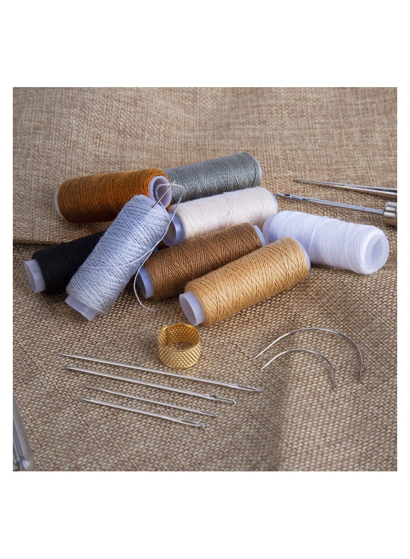 29Pcs Leather Upholstery Repair Kit, Hand Sewing Needles, Thread, Tape Measure & Drilling Awls for Leather & Canvas Crafting - Image 3