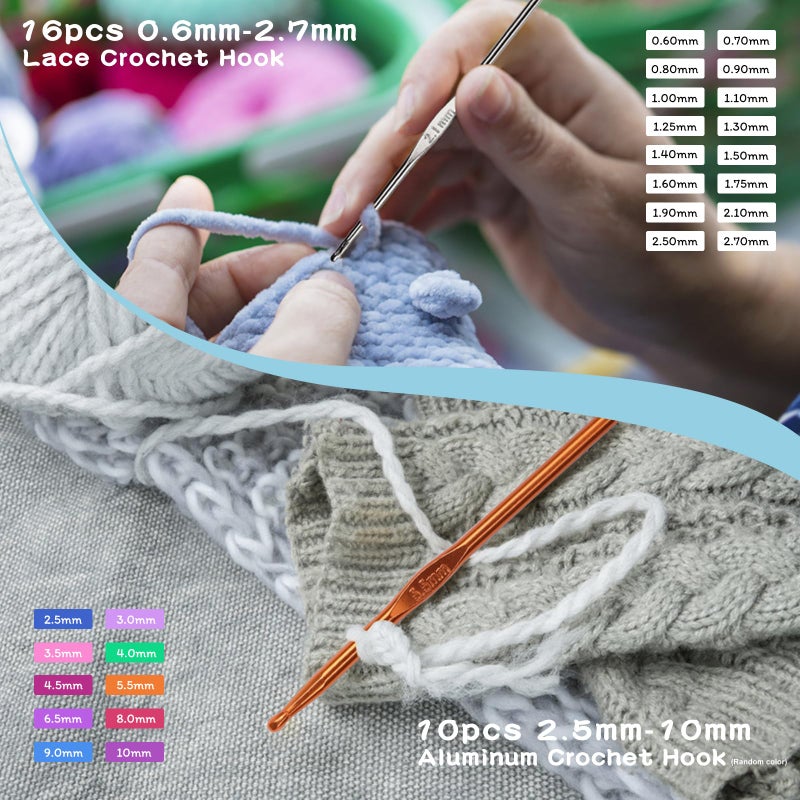 Mayboos 96 Pack Crochet Hooks Set, Ergonomic Crochet Hooks Weave Yarn Kits with Storage Case and Crochet Needle Accessories, Crochet Needles Kit for Beginners and Experienced Crochet Hook - Image 5