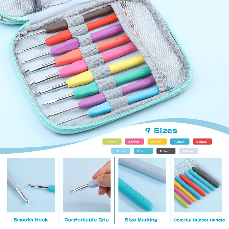 Mayboos 96 Pack Crochet Hooks Set, Ergonomic Crochet Hooks Weave Yarn Kits with Storage Case and Crochet Needle Accessories, Crochet Needles Kit for Beginners and Experienced Crochet Hook - Image 4