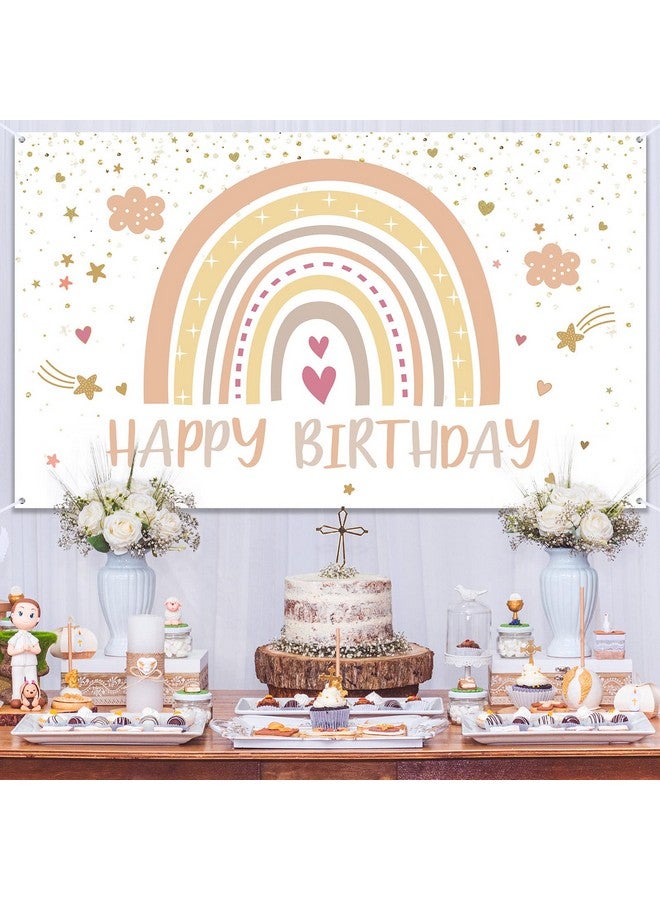 Hestya Rainbow Boho Party Decorations Boho Rainbow Birthday Backdrop Happy 1st Birthday Party Supplies Decorations Photo Prop for Girl Boy Baby - Image 4