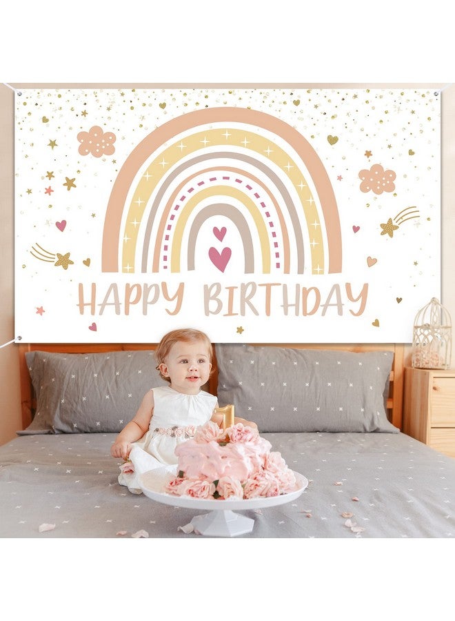Hestya Rainbow Boho Party Decorations Boho Rainbow Birthday Backdrop Happy 1st Birthday Party Supplies Decorations Photo Prop for Girl Boy Baby - Image 5