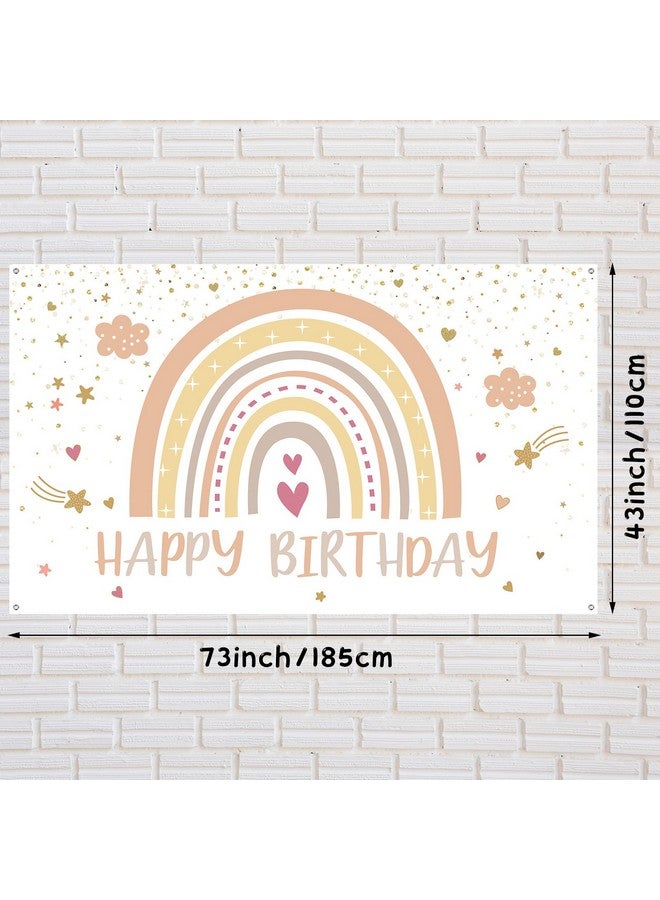 Hestya Rainbow Boho Party Decorations Boho Rainbow Birthday Backdrop Happy 1st Birthday Party Supplies Decorations Photo Prop for Girl Boy Baby - Image 2