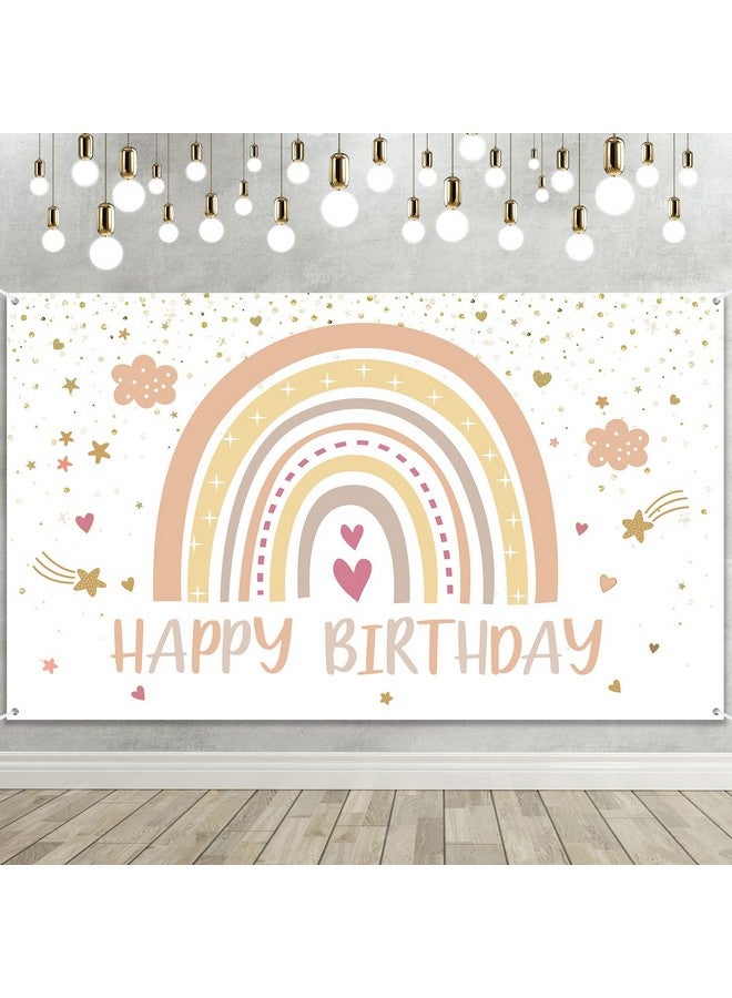 Hestya Rainbow Boho Party Decorations Boho Rainbow Birthday Backdrop Happy 1st Birthday Party Supplies Decorations Photo Prop for Girl Boy Baby - Image 1