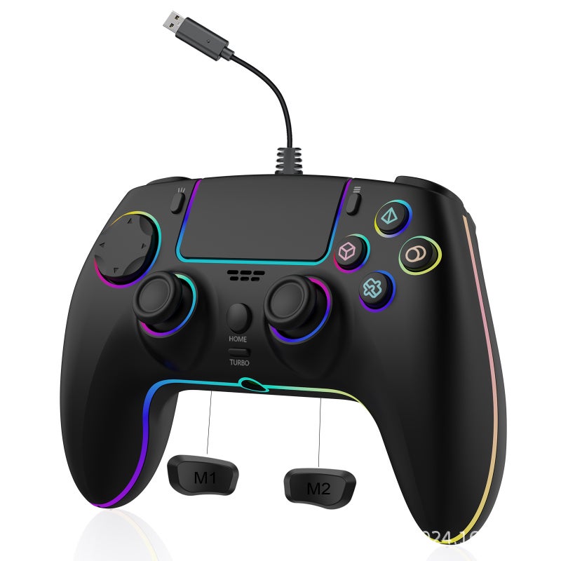 وحدة تحكم لاسلكية احترافية لـ PS5 و PC و Steam مع إضاءة RGB ومستشعرات هول
