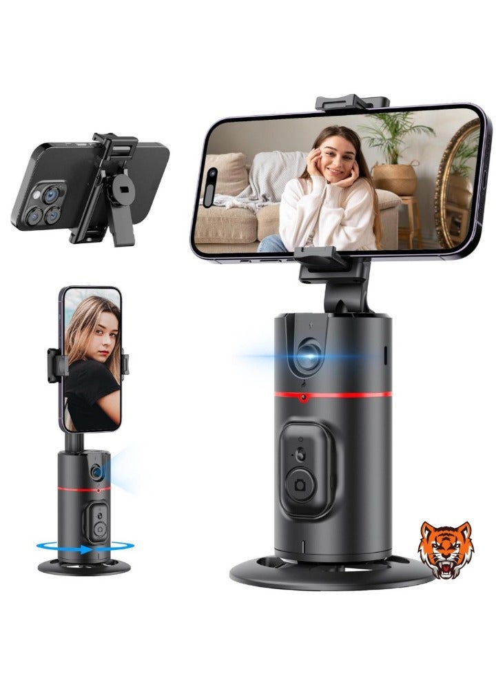 TIGER "Auto Face Tracking Tripod – Smart 360° Rotation Body Phone Camera Mount for Vlogs & TikTok, with Remote, Extendable, Rechargeable (Black)" - Image 1
