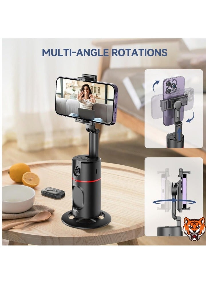 TIGER "Auto Face Tracking Tripod – Smart 360° Rotation Body Phone Camera Mount for Vlogs & TikTok, with Remote, Extendable, Rechargeable (Black)" - Image 4