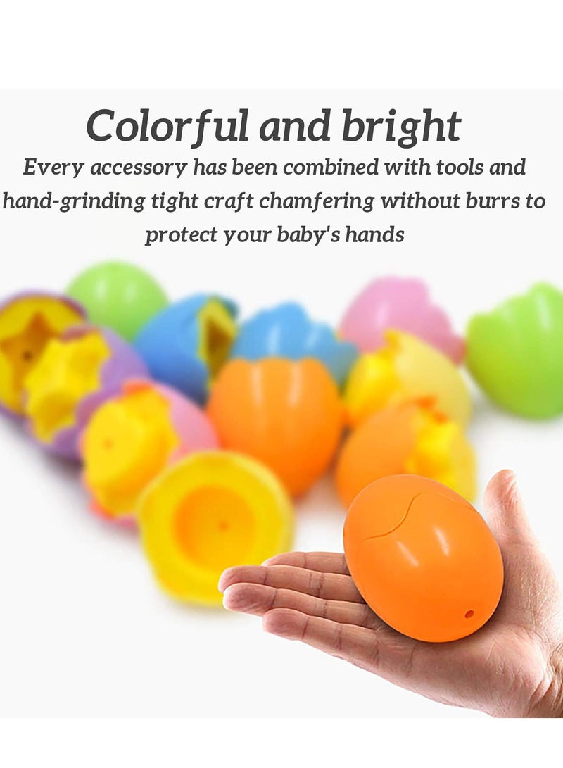 Excefore Color Shape Matching Eggs Set, Educational Toy with Blue Egg Holder, Early Learning Shapes Sorting Recognition Skills - Sorting Puzzle for Kid, Baby, Toddler, Boy, Girl, Birthday Gift (6 Eggs) - Image 4