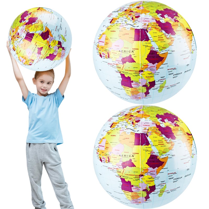 Restroma 2 Pack 24 Inch Large Inflatable Globe Giant Blow Up World Globe Summer Beach Ball Inflatable Earth Globes for Pool Party arth Day Classroom Teaching - Image 2