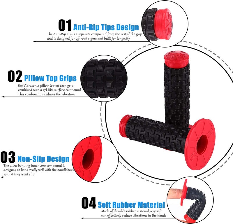 APPYU Motorcycle Grips 7/8" Dirt Bike Grip Pillow Top Grips Rubber Anti-Slip Universal Handlebar Racing Grip for Motocross ATV - Image 3
