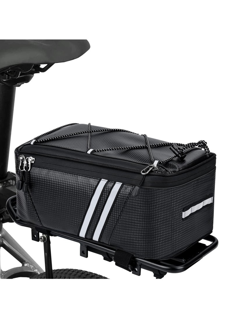 SYOSI Bicycle Rear Rack Storage Bag, Bike Reflective Trunk Bag Waterproof Rear Rack Bag For Bicycle With Reflective Strips For Outdoor Travel Camping Picnic Commuter  - Image 1