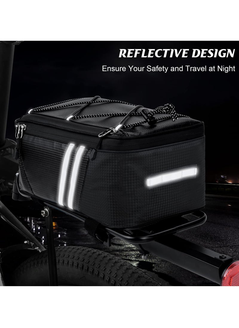 SYOSI Bicycle Rear Rack Storage Bag, Bike Reflective Trunk Bag Waterproof Rear Rack Bag For Bicycle With Reflective Strips For Outdoor Travel Camping Picnic Commuter  - Image 5