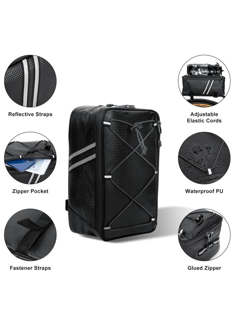 SYOSI Bicycle Rear Rack Storage Bag, Bike Reflective Trunk Bag Waterproof Rear Rack Bag For Bicycle With Reflective Strips For Outdoor Travel Camping Picnic Commuter  - Image 2