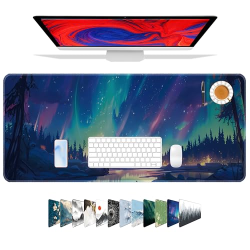 Galdas Mouse Pad for GamingAurora Background Pattern XXL XL Large Mouse Mat Long Extended Mousepad Desk Mat NonSlip Rubber Mice Pads Stitched Edges Thin 315 x 118 x 012 Inches - Image 1