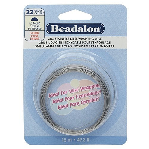 Beadalon Half Round Wire 316L Stainless Steel 22 Gauge, 15-Meter - Image 1