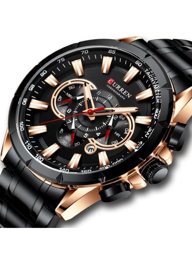 CURREN Water-Resistant Chronograph Wrist Watch 8363 - 48 mm - Black - Image 2