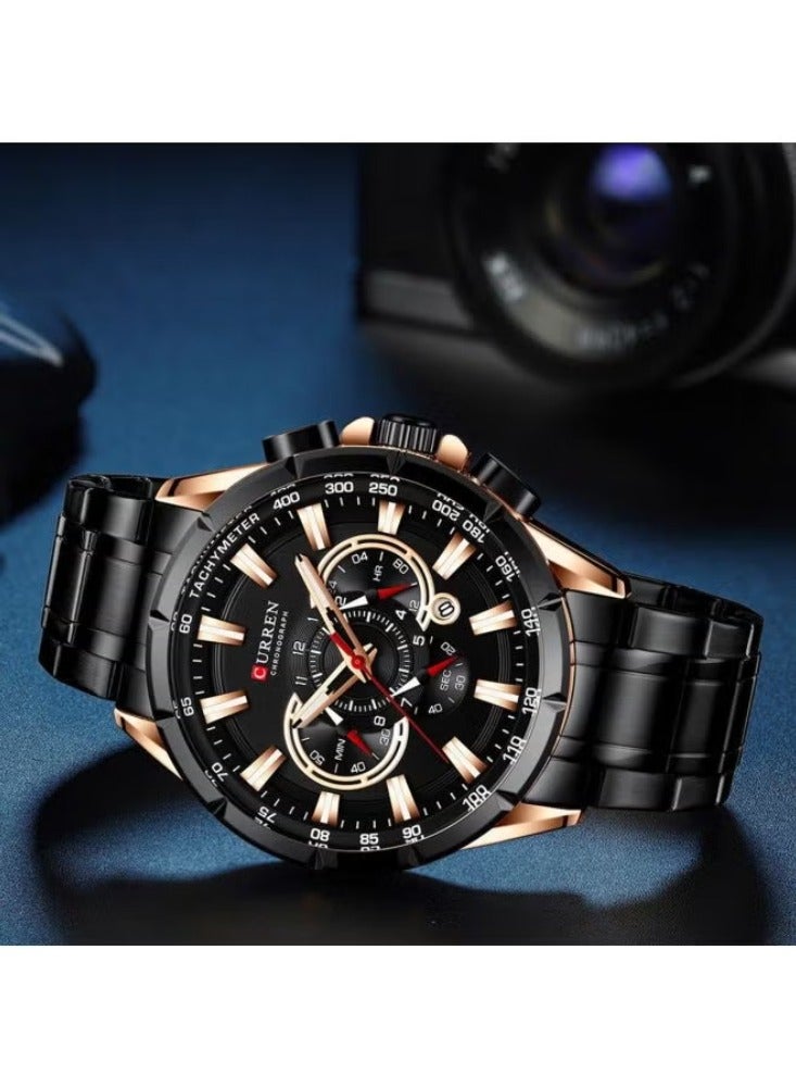 CURREN Water-Resistant Chronograph Wrist Watch 8363 - 48 mm - Black - Image 3