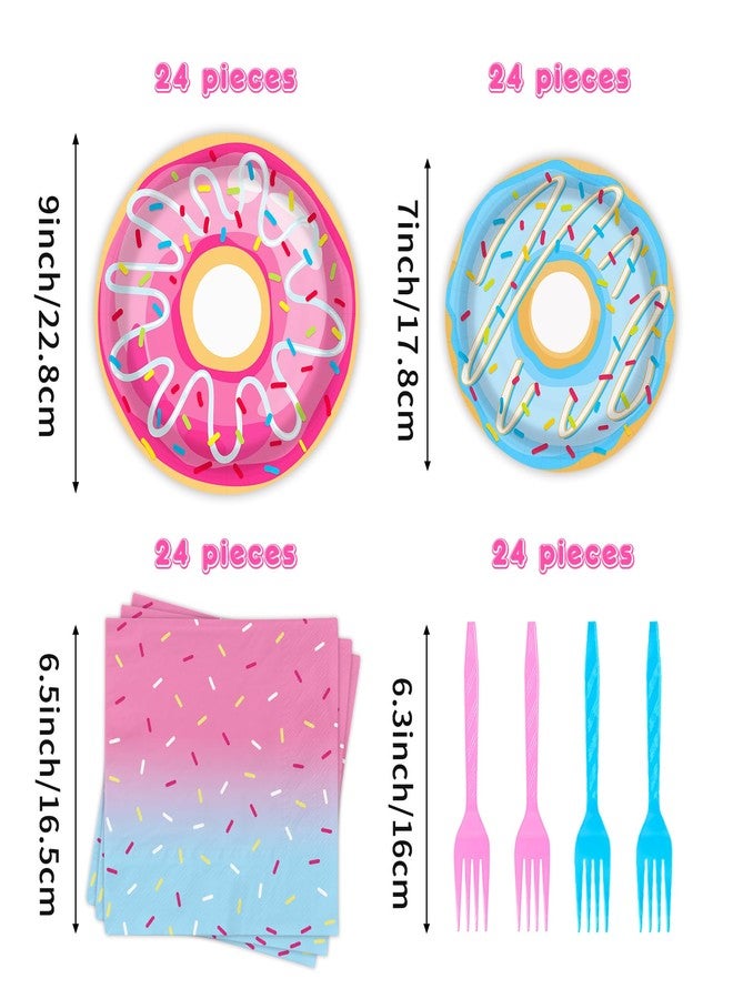 BQK 96 Pcs Donut Plates & Napkins - Birthday Party Decorations & Favors - Image 2