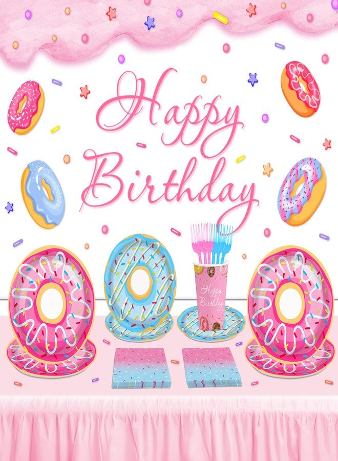 BQK 96 Pcs Donut Plates & Napkins - Birthday Party Decorations & Favors - Image 3
