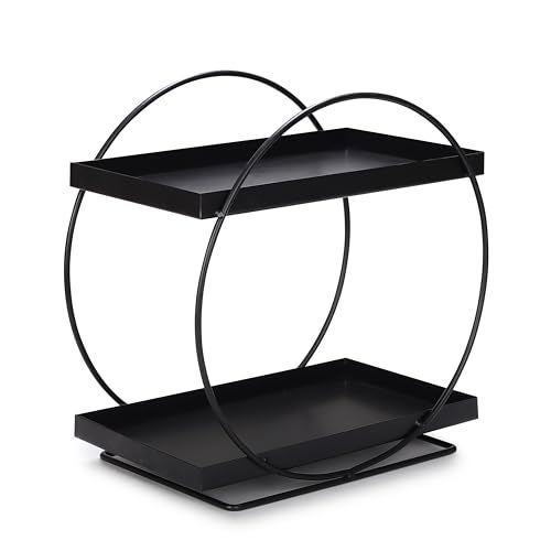 TechSrmaji 2-Tier Ring Spice Rack, Metal Bathroom Countertop Storage Rack, Dish Rack for Kitchen Pantry Shelf Holder, Round 2-Tier Kitchen Storage Rack, Organizer, MultiPurpose Storage Organizer - Image 2