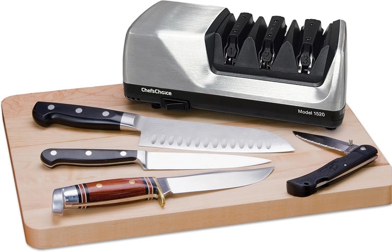ChefsChoice Chef'sChoice Professional Electric Knife Sharpeners AngleSelect for 15- and 20-Degree Straight-Edge and Serrated Knives with Diamond Abrasives & Precision Angle Control, 2-Stage, Metallic - Image 1