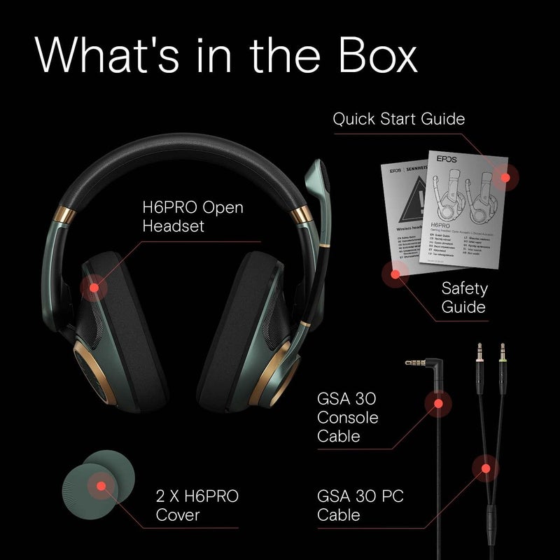EPOS H6Pro سماعة ألعاب مفتوحة مع ميكروفون - صوت غامر، راحة خفيفة الوزن، وتصميم متين - تعمل مع Xbox و PS4/PS5 و PC/Windows - أخضر - Image 5