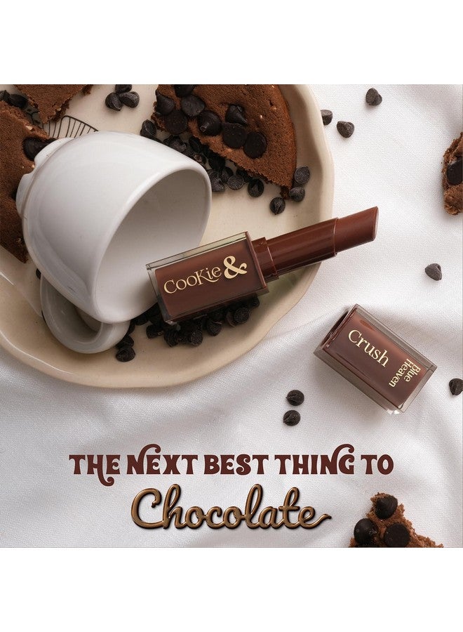 بلو هيفن أحمر شفاه كوكيز آند كراش غير لامع للنساء، أحمر شفاه يدوم طويلاً، غني بزبدة الكاكاو وزيت ثمر الورد، أحمر شفاه ناعم ومغذي - شوكولاتة ساخنة، 3.4 جرام - Image 4