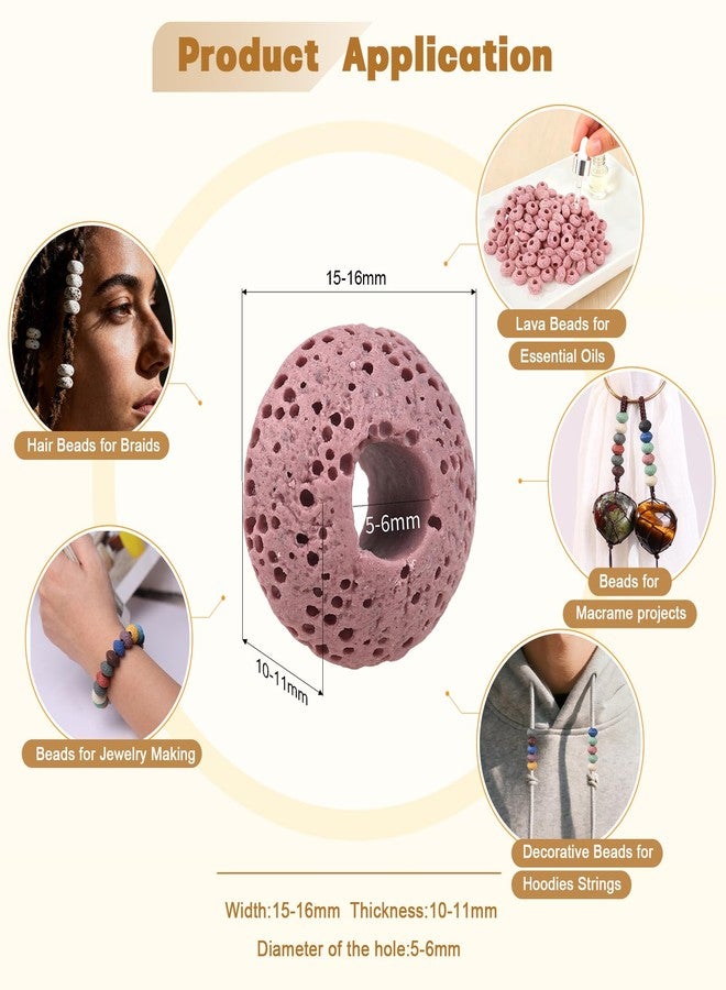 SUNYIK Pack of 50 Coloful Lava Rock Essential Oil Diffuser Stone Loose Beads for Jewelry Making, Round Volcanic Rock Large Hole Stone Beads for DIY Project - Image 3