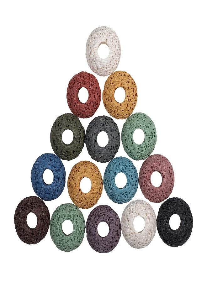 SUNYIK Pack of 50 Coloful Lava Rock Essential Oil Diffuser Stone Loose Beads for Jewelry Making, Round Volcanic Rock Large Hole Stone Beads for DIY Project - Image 1