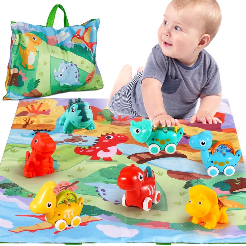 ALASOU 7 PCS Dinosaur Fantastic Creatures Toys with Playmat/Storage Bag|Baby Car Toys for 1 Year Old Boy|1st Birthday Gifts for Toddler Age 1-2|1 Year Old Boy Birthday Gift for Infant 12 18 Months - Image 1