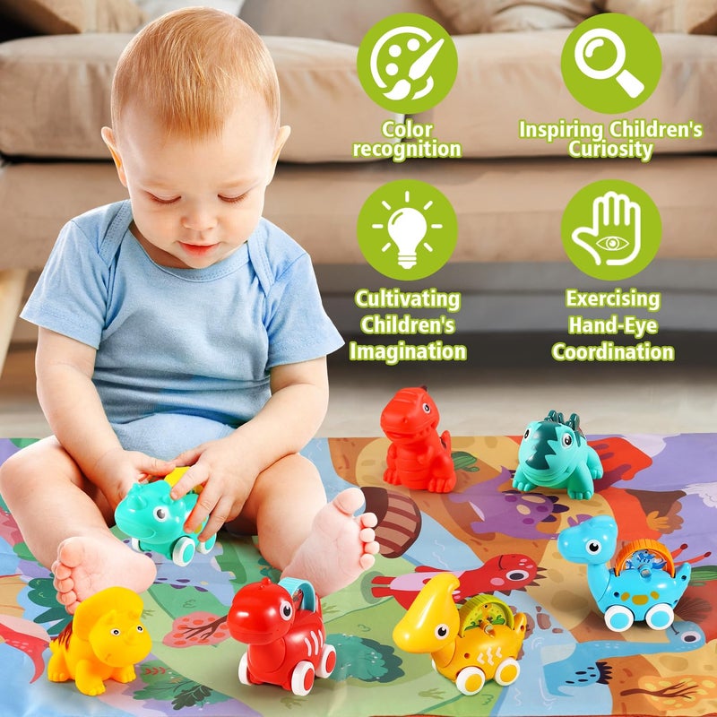 ALASOU 7 PCS Dinosaur Fantastic Creatures Toys with Playmat/Storage Bag|Baby Car Toys for 1 Year Old Boy|1st Birthday Gifts for Toddler Age 1-2|1 Year Old Boy Birthday Gift for Infant 12 18 Months - Image 4