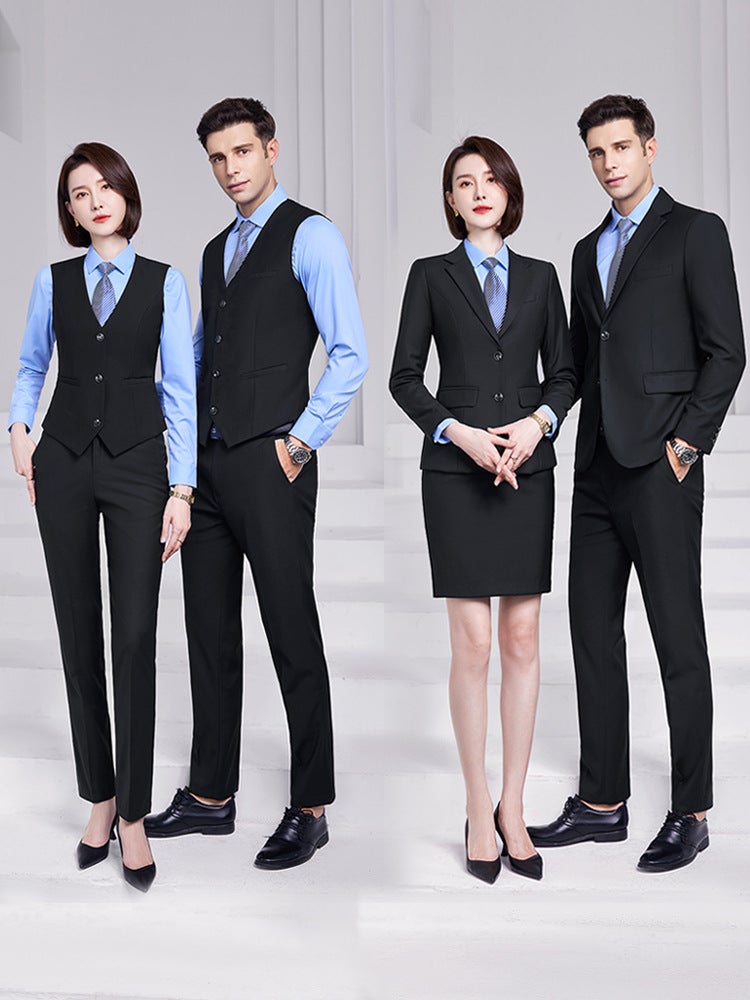 Men's and women's teacher suit suit business professional attire real estate sales Black suit formal suit bank overalls - Image 4
