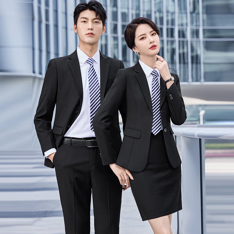 Men's and women's teacher suit suit business professional attire real estate sales Black suit formal suit bank overalls - Image 1