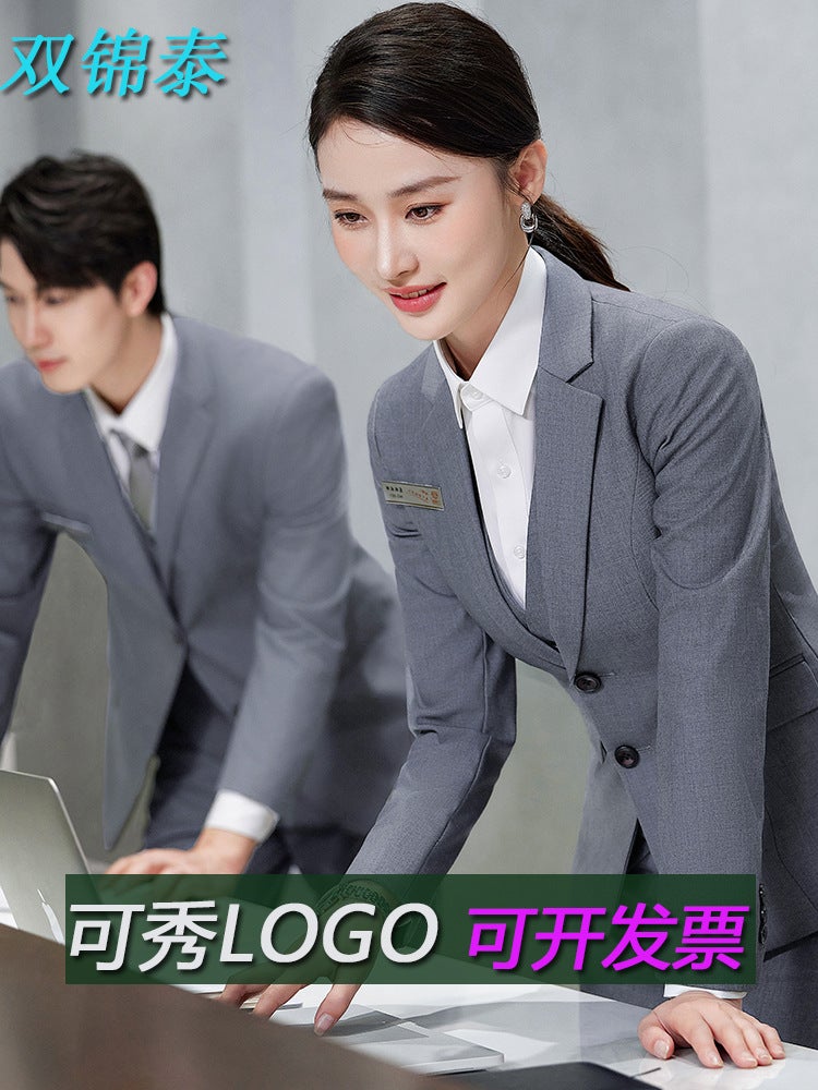 Men's and women's teacher suit suit business professional attire real estate sales Black suit formal suit bank overalls - Image 2
