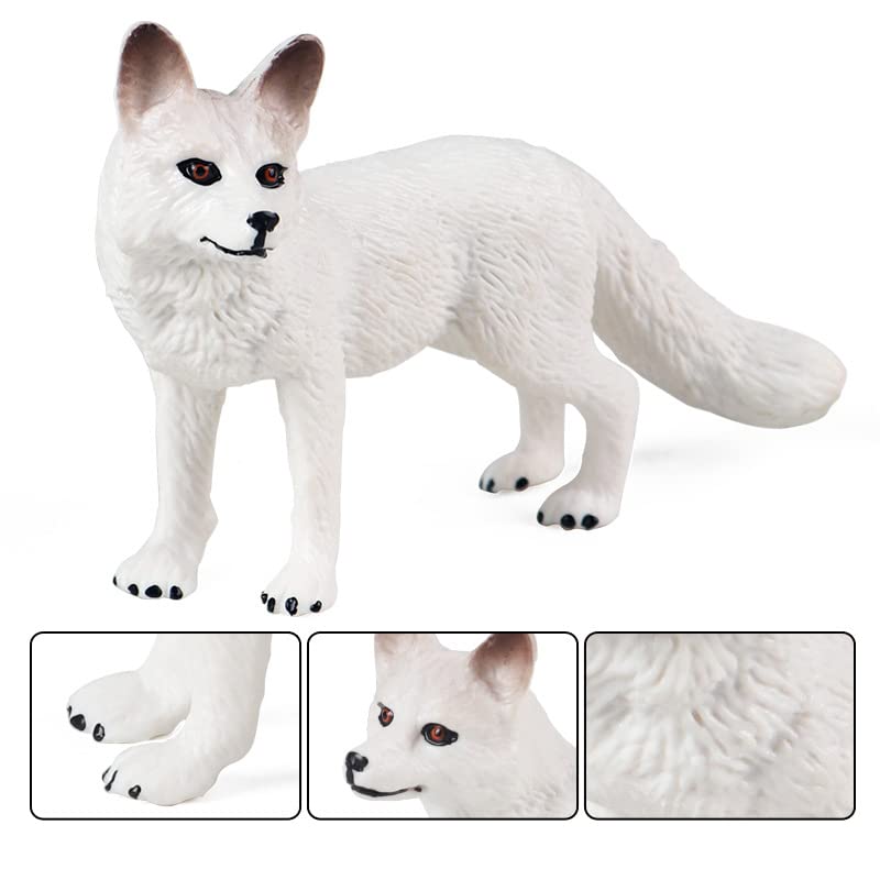 Bbiamsleep 4 Pieces White Fox Animal Figurines Mini Animals Set Realistic Arctic Fox Family Figurines for Cake Topper Party Christmas Birthday Supplies - Image 3