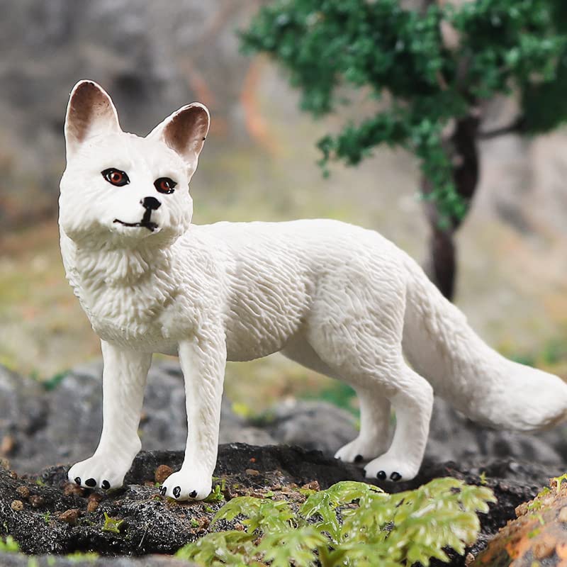 Bbiamsleep 4 Pieces White Fox Animal Figurines Mini Animals Set Realistic Arctic Fox Family Figurines for Cake Topper Party Christmas Birthday Supplies - Image 4