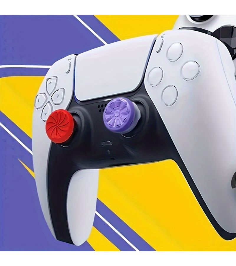 2 قطعة من أغطية تمديد المقابض بألوان مختلطة عالية الحمرة لوحدات التحكم PS4 وPS5، إكسسوارات لعب ذات مقابض إبهام محسنة للأداء. - Image 4