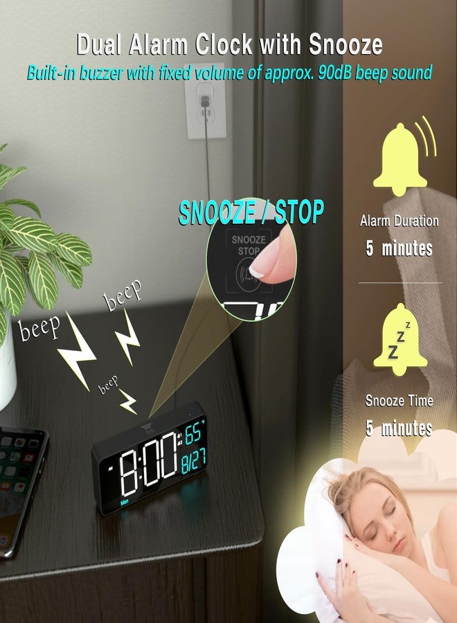 KOSUMOSU ساعات منبه كوسوموسو لغرفة المعيشة، ساعة رقمية صغيرة 6.7 بوصة لغرفة النوم، تعتيم تلقائي، التاريخ، يوم الأسبوع، الثواني أو درجة الحرارة الداخلية، ساعات منبه رقمية لغرف النوم، ساعة مكتب LED - Image 4