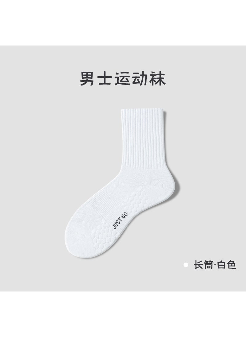 Generic - Mens Pure Cotton Mid-calf Socks Spring Summer Anti-odor Sweat Absorbent Sports Massage Towel Bottom Wholesale Socks 10 double combination [5 in black and 5 in white]] - Image 1