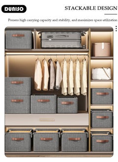 DUNISO 2 pcs Foldable Closet Storage Organizer,Wardrobe Clothes Organizer with Steel Ring Support, Washable Closet Storage Boxes with Carrying Handles,Home Bedroom Office Cupboard Storage Basket & Storage Bins for Clothes,Jeans,Pants,Sweaters,Dress,Toys  - Image 3