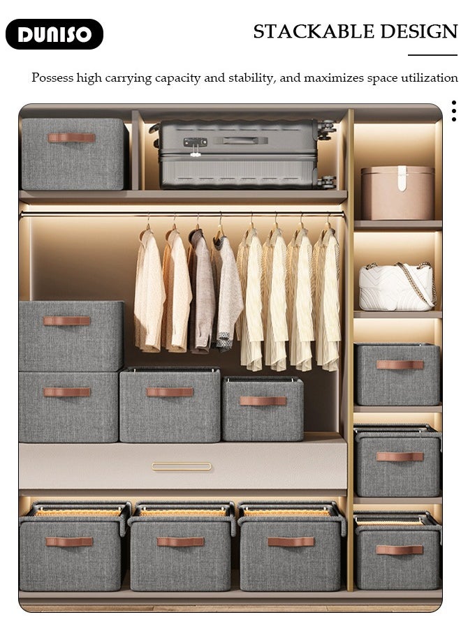 DUNISO 2 pcs Foldable Closet Storage Organizer,Wardrobe Clothes Organizer with Steel Ring Support, Washable Closet Storage Boxes with Carrying Handles,Home Bedroom Office Cupboard Storage Basket & Storage Bins for Clothes,Jeans,Pants,Sweaters,Dress,Toys  - Image 3